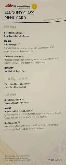 philippines airlines|Inflight Menu .